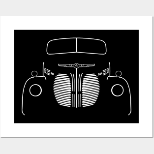 REO Speedwagon 1940s classic truck white outline graphic Posters and Art